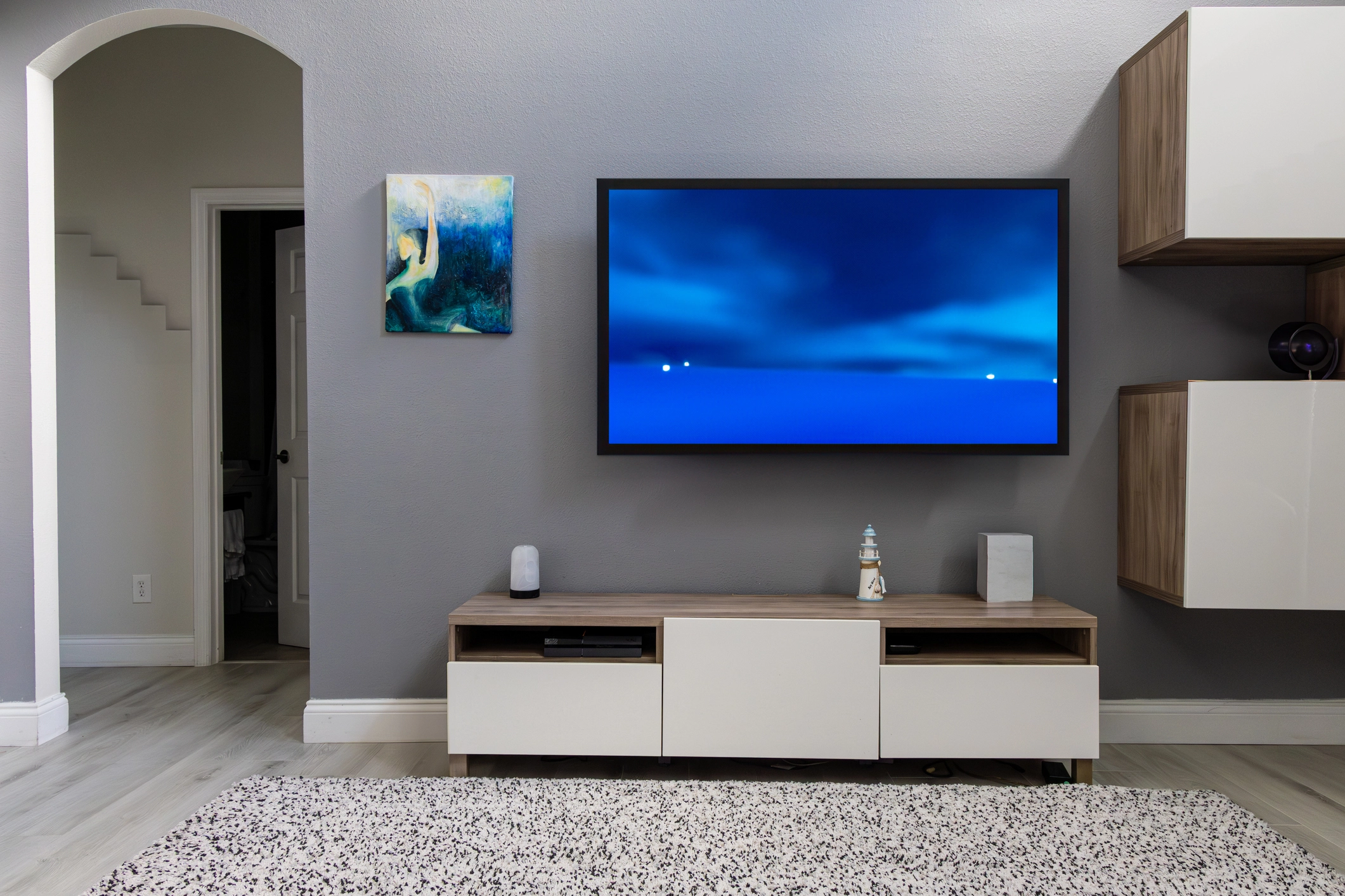 A tv that was just hung by a Handyman Connection workers